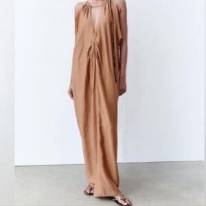 Zara Tan Kaftan Maxi Dress